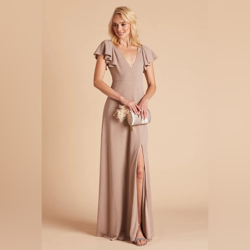 Birdy Grey Hannah Dress Crepe Taupe Xl Nwot Wedding Bridesmaid